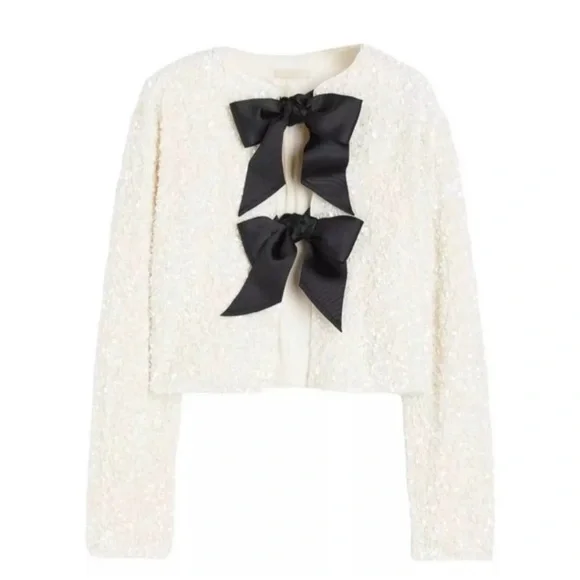 H&M Viral Sequin Bow Jacket / Top - Picture 4 of 6